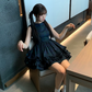 Cute Navy Ruffled Homecoming Dress A-Line High Collar Plaid Corset Mini Prom Dress RS720