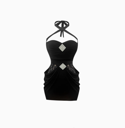 Temperament lady tube top halter neck dress 2025 waist hip skirt R1061
