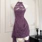 Purple halter neck dress 2025 new style new Chinese style hip skirt lace skirt R2086