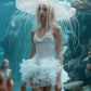 White halter waist flower skirt short skirt homecoming dress R3732