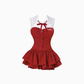 College style sleeveless short contrast color shirt 2025 sweet and spicy puffy skirt suit R1251