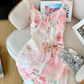 French pure desire style v-neck suspender dress new gentle style small flying sleeve long dress R4034