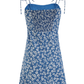 2025 Summer New Blue Floral Daisy Holiday Short Suspender Dress R0968