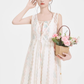 Forest style pastoral style floral dress new style suspender skirt blouse suit two-piece set R2394