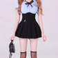 College style short shirt 2025 sweet and spicy high waist pleated skirt suit R1080