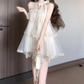 Sweet style sleeveless halter neck dress beautiful temperament puffy short skirt R0760