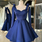 Dark blue suspender waist slim princess tutu homecoming dress R3853