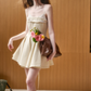 Preppy Style White Cami Mini Dress With Cute Bow And Scalloped Edge R9267