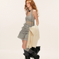 Gray Halter Neck Tiered Mini Dress Women Summer Sheer Mesh Patchwork Ruffle Dress R9345