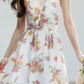 Floral Print Halter Neck Chiffon Dress Women With Lace Trim And Asymmetrical Hem R9419