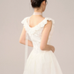 White Lace Trim Corset Style Mini Dress Women With Ruffle Straps And Flared Skirt R9395