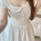 White baby doll collar slim waist A-line cute short skirt R5033