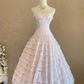 Light pink halter-neck fitted waist cake skirt ball gown, bridal gown R7242