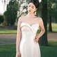 White tube top waist slimming simple gentle short skirt homecoming dress R4187