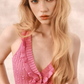 Coquette Pink Knitted Halter Dress With V Neck, Ruffle Front And Bodycon Fit R9279