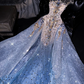 Light blue sleeveless fitted long sexy ball gown, bridal dress R8707
