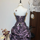 Dark purple tube top waist slim fit flower bud skirt short skirt homecoming dress R4268
