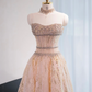 Light pink strapless fitted long ball gown, bridal dress R8976