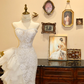 White strapless lace fitted long ball gown/bridal dress R7161