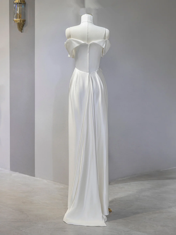 White off-the-shoulder fitted waist sexy long ball gown/bridal dress R9036