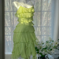 Light green halter-neck sexy cake skirt short ball gown R8099