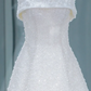 White suspender sequined waist slim A-line long dress bridal dress R5777