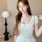 White baby doll collar slim waist A-line cute short skirt R5033