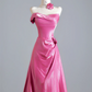 Rose pink strapless fitted A-line long ball gown R8371