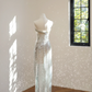 Silver strapless fitted long ball gown, bridal dress R8521