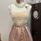 Pink suspender 3D flower waist slim satin skirt homecoming dress R4315