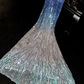 Blue gradient off-the-shoulder sequined fitted long ball gown/bridal dress R8826