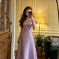 Light champagne-colored fitted A-line long ball gown R8572