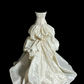 Ivory white strapless fitted waist puffy cake skirt long ball gown R6650