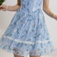 Blue Floral Lace Cami Dress Women With Bow Detail And Flared Skirt R9451