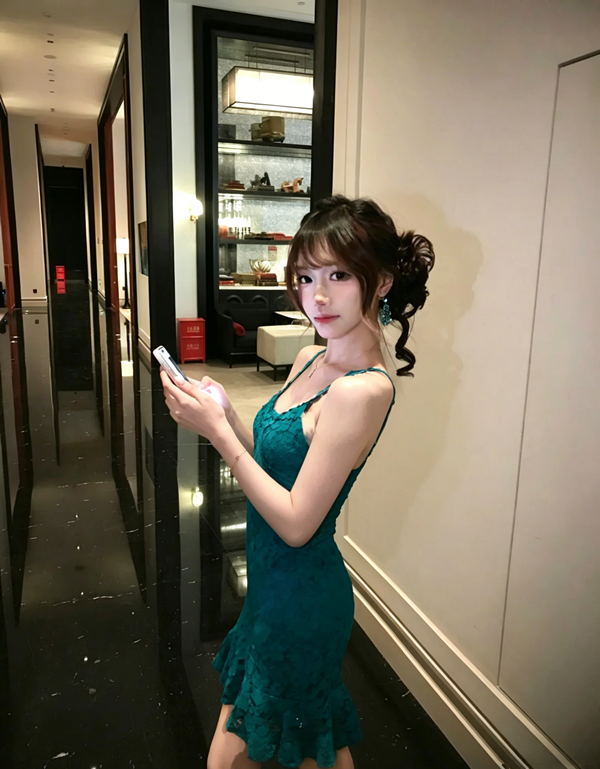 Vintage Lace Spaghetti Strap Ruffle Hem Dress R9155