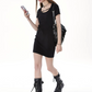 Black Deep U Neck Bodycon Dress Women With Twisted Waist Cutout Detail R9390