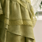 Olive Green Asymmetric Lace Cami Dress with Tiered Ruffle Skirt and Corset Back R9264