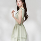 Mint Green A-Line Dress, Women's Sleeveless with Cutout Neck and Bow Shoulder Mini Dress R9339