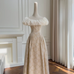 Brown cloud neckline slim waist slim long skirt homecoming dress R5180