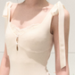French Style Slim Fit Sleeveless Bodycon Dress with Bow Detail and Faux Fur Trim R9369