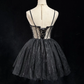 Black suspender lace embroidery waist puffy princess dress homecoming dress R4917
