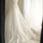White strapless, fitted A-line long ball gown/bridal dress R6730