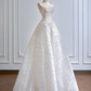 White strapless, fitted waist, full skirt, long ball gown R8164