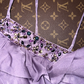 Purple halter-neck, tiered, long ball gown R6969