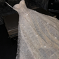 White halter-neck rhinestone-embellished long ball gown/bridal dress R8766