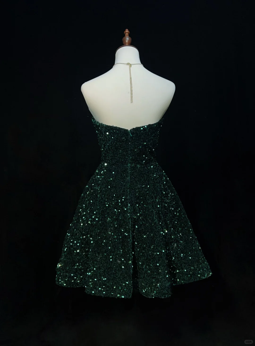 Green Strapless Sequined Waist Slim A-Line Short Skirt Homecoming Dress R4958