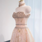Light pink strapless fitted long ball gown, bridal dress R8976