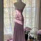 Light purple halter-neck fitted bodycon long ball gown R7725
