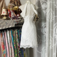 White halterneck sleeveless waist slim fit A-line lace skirt short ball gown R6171