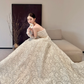 White Strapless Lace Waist Slim Fit Puffy Princess Skirt Bridal Dress R6051